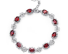 纯天然石榴石银手链